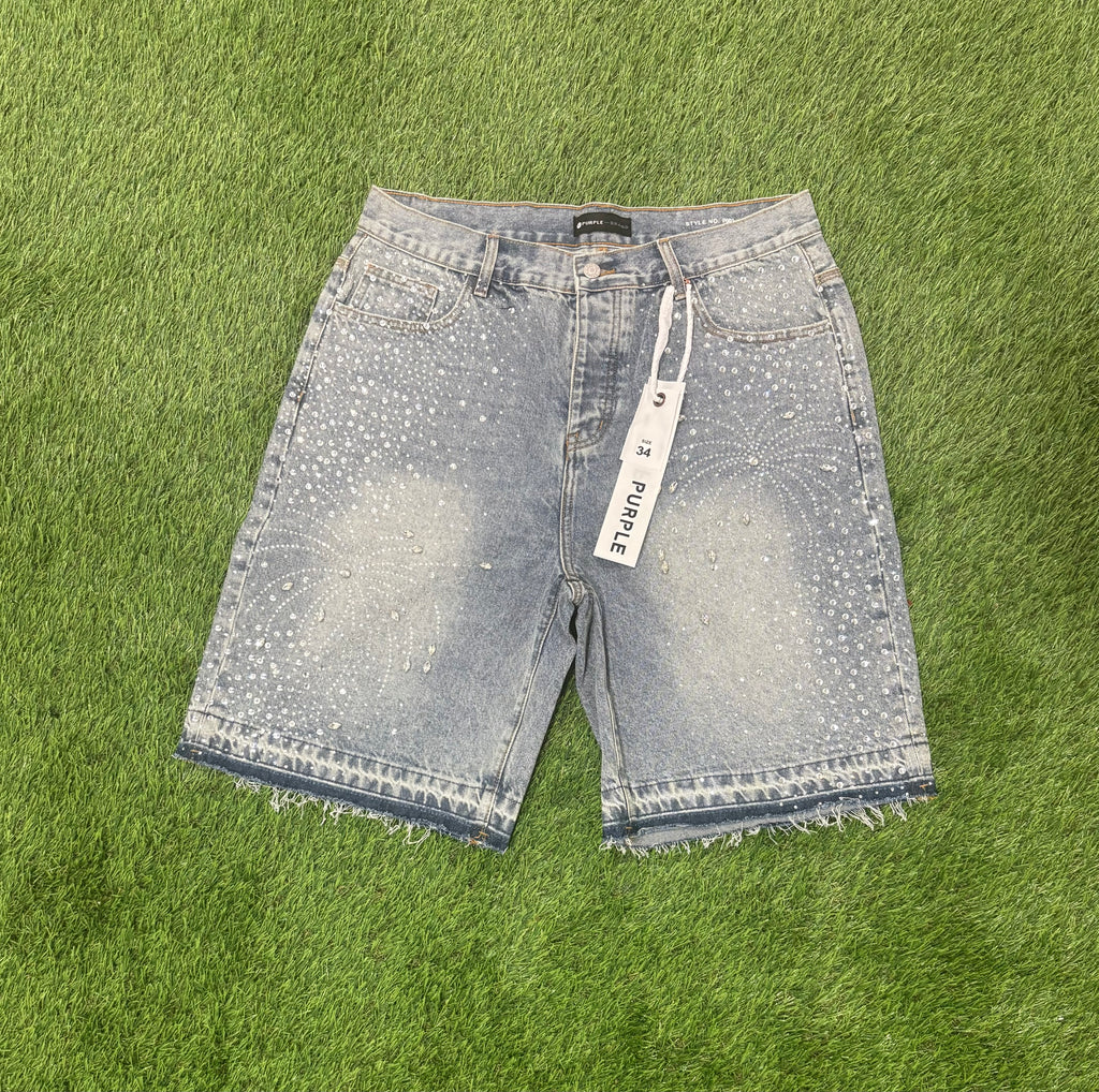 purple jeans shorts