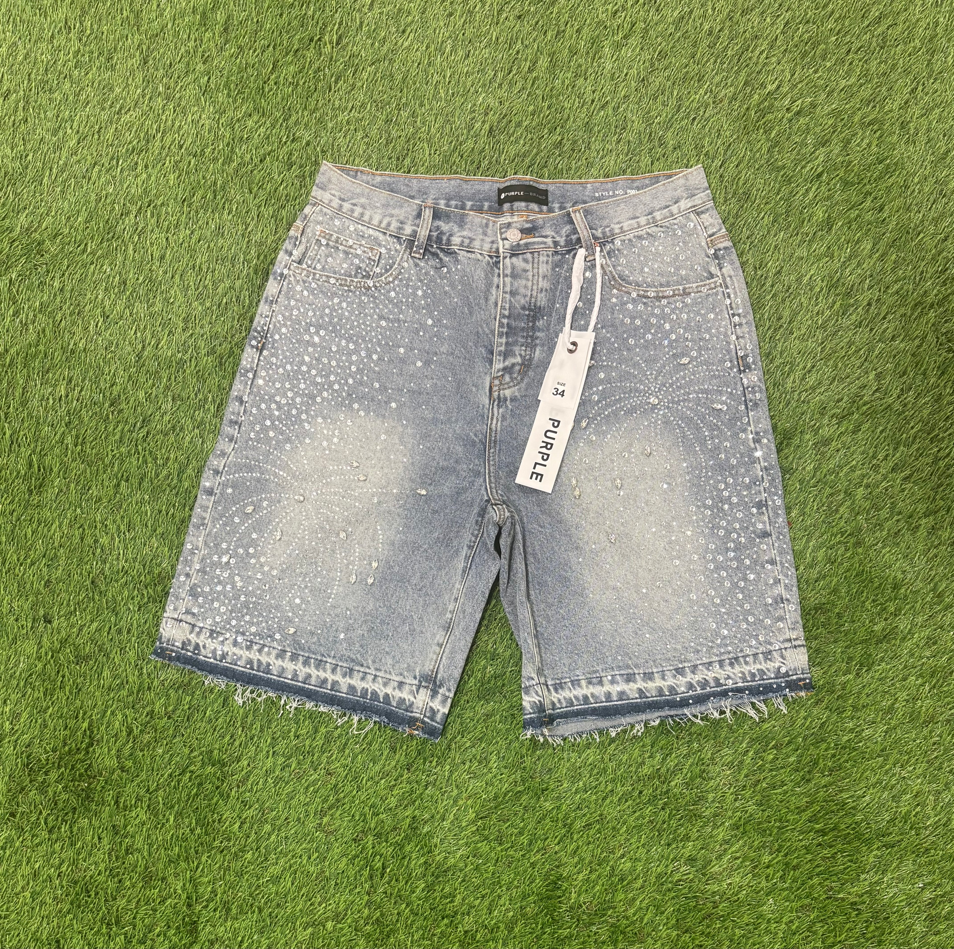 purple jeans shorts